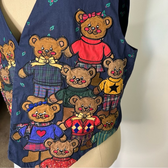 Vintage Christmas Teddy Bear Vest medium - Picture 10 of 16